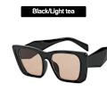 Miniatyrbild 1 av 6: Mode Fyrkantiga Solglasögon Kvinna Vintage Cat Eye Design Solglasögon Kvinna Man Personlighet Cool Retro Svart Cateye Oculos Black Light tea