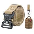 Miniatyrbild 1 av 6: Army Style Stridsbälten Set Inkluderad Väska Krok Snabbkoppling Taktiskt bälte Herr Militär Canvas Utomhus Jakt Camping Trekking Set C Khaki 125cm