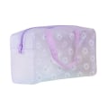 Miniatyrbild 1 av 6: Make Up Organizer Bag Toalettartiklar Badförvaringsväska dam vattentät Transparent Blommig PVC Resekosmetikväska Purple