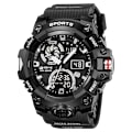 Miniatyrbild 2 av 6: STRYVE Märke Herr Sportklockor Dual Display Analog Digital LED Elektronisk Quartz Armbandsur 50m Vattentät Watch 8027 Transparency red