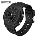 Miniatyrbild 1 av 6: SANDA Utomhussportklockor Män Ms LED Digitala klockor Militär Vattentät Date Elektronisk Watch Pojke Tjej Relogio Masculino All Black