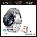 Miniatyrbild 1 av 6: LIGE NFC Bluetooth Call Smart Watch Herr HD Screen Sportarmband Vattentätt EKG Hälsomonitor Herr SmartWatch För IOS Android steel strip silver NFC
