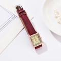Miniatyrbild 6 av 6: 2st/ set Mode Kvinnor Läderbältsklänning Kvartsklocka Fyrkantig urtavla Sport Casual Watch Relogio Reloj Mujer Rose
