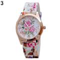 Miniatyrbild 1 av 6: HET FÖRSÄLJNING!!! Kvinnor Rhinestone Inlagd Blomma Rund Urtavla Faux Läder Band Kvarts Watch Mode Kvarts Watch Kvinnor C