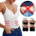 Miniatyrbild 4 av 6: Bodysuit med spets för kvinnor Magkontroll Camisole Shapewear Ärmlös topp Fajas Colombianas V-ringad Backless Jumpsuit Full Body Shaper White L