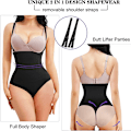 Miniatyrbild 6 av 6: Stringtrosa Body Shapewear Kvinnor Underbyst Body Shaper Magkontroll Bantning Underkläder Push Up Butt Lifter Magformare Korsett Black M