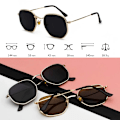 Miniatyrbild 6 av 6: Hexagon Solglasögon Dam Märke Designer Solglasögon Män Fyrkantig metallbåge Körning Fiske Glasögon Goggle Zonnebril Mannen gold clear yellow Polarized