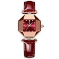 Miniatyrbild 1 av 6: 1 st Quarts watch för kvinnor Utsökt fritid läcker vinfärgad läderrem Rhinestone Watch Red
