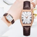 Miniatyrbild 2 av 6: Casual Damklockor Armband Läderarmband Oval Quartz Watch Damklocka Watch Relogio Feminino Brun klocka Coffee
