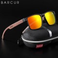Miniatyrbild 4 av 6: BARCUR Solglasögon för män Märkesdesigner Naturligt valnötsträ Solglasögon Dam Polariserade glasögon UV400 Eyewear Oculos Gray Greenkish Wood BARCUR
