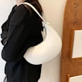 Miniatyrbild 3 av 6: Mode Vita Axelväskor För Kvinnor Pu Läder Enfärgad Half Moon Crossbody Bag Designer Dam Handväskor Dam Underarmsväskor Khaki (20cmMax Length30cm)