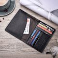 Miniatyrbild 5 av 6: THINKTHENDO Retro Äkta Läder Kohud Resepass ID- cover Hållare Case Skydd Organizer Plånbok Svart Färg BK1