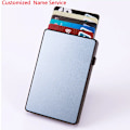 Miniatyrbild 1 av 6: Bisi Goro herrplånbok tunn RFID-blockerande popup-knapp Case Aluminium Enkelkorthållare Box Smart plånbok Name-X-64-Gray