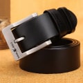 Miniatyrbild 1 av 6: Nytt högkvalitativt lyxmärke äkta läderbälte Herr Svart Pin Spänne Designe Business Bälten Band cinturones para hombre 2022 ASilver buckle Black 110cm