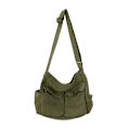 Miniatyrbild 5 av 6: Axelväskor i canvas med stor kapacitet Solid mjuk denim Fritids- eller resväska för kvinnor Mode Fatchels Vinterpaket Khaki Large Capacity Bag