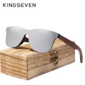 Miniatyrbild 1 av 5: KINGSEVEN Mode Män Solglasögon Polariserad Valnöt Trä Spegel UV400 Lens Solglasögon Dam Märkesdesign Färgglada nyanser Handgjorda Silver Walnut Wood Orignal KINGSEVEN