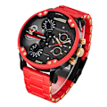Miniatyrbild 1 av 6: Watch Herr Lyxmärke Kända Dual Time Military Relogio Masculino 57mm 3D Stort case Quartz Herrklockor Röd Manklocka Gold