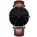Miniatyrbild 1 av 6: reloj hombre 2023 Watch Herr Minimalistisk Ultra Tunna Klockor Herrmode Rostfritt stål Mesh Bälte Quartz Watch relogio masculino L Brown Blue