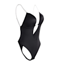 Miniatyrbild 1 av 6: Kvinnors helkroppsformare Backless Shaperwear Stringtrosa Seamless U Plunge Shapers Push-up Bantning BodySuit Midja Shaperwear Black M
