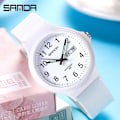 Miniatyrbild 4 av 6: Mode Sanda Toppmärke Calenda Quartz Watch Minimalism Style Damarmbandsur Enkel Svart Vit Vattentät Watch Klocka Reloj white