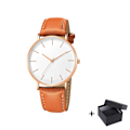 Miniatyrbild 1 av 6: Watch 2022 Lyxmode Enkel Armbandsur Läder Guld Urtavla Casual Man Brecalet Quartz Clock Vip-länk för droppe 567 Brown white
