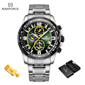 Miniatyrbild 1 av 6: NAVIFORCE Temperament Herr Lyx Mode Design Guld Herr Klockor Multifunktion Luminous Quartz Armbandsur för män Relogio Masculino SGN-BOX