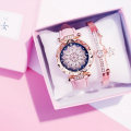 Miniatyrbild 2 av 6: 2020 Damklockor Set Starry Sky Watch Casual Läder Sport Quartz Clock Relogio Feminino Red Not Box