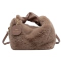 Miniatyrbild 1 av 6: Kvinnor Handväskor i fuskpäls Dragkedja Liten Dam Axel Crossbody Bag Casual Tote Half-Moon Hobos Winder A style gray