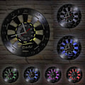 Miniatyrbild 1 av 6: Dartspel Pub Vinyl Retro Skivspelare Väggklocka Mancave Spelrum Dekoration Retro Tidsmätare Darttavla Bar Nattklubb Disk Hantverk With LED(.103)