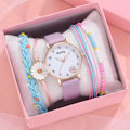 Miniatyrbild 4 av 6: Nytt 5 st Damklocka Watch Set Läder Söt Björn Flickor Armbandsur Mode Dam Quartz Klocka reloj mujer Studentpresent A white