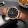 Miniatyrbild 5 av 6: Modernt mode svart kvarts herrklockor Tide Brand Läderband Big Dial Herr Business Clock Relojes Hombre Brown
