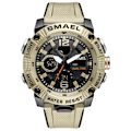 Miniatyrbild 1 av 6: SMAEL Dual Time LED Display Digital watch för män Vattentät Simning Quartz Sportklockor Auto Date Alarm Clock Armbandsur 8039 Khaki
