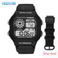 Miniatyrbild 1 av 6: SYNOKE Digital Watch för män Led Vattentät Man Nylon Klockor Lyx Sport Man Armbandsur Stor väckarklocka Relojes Deportivos All Black