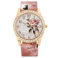 Miniatyrbild 1 av 6: HET FÖRSÄLJNING!!! Kvinnor Rhinestone Inlagd Blomma Rund Urtavla Faux Läder Band Kvarts Watch Mode Kvarts Watch Kvinnor F