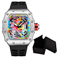 Miniatyrbild 1 av 6: Modern design watch Sport lysande vattentät militärautomatisk watch för man pojkar Silikonrem Tonneau-urtavla QT336-7 with box