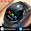 Miniatyrbild 2 av 6: Smärtfri Icke-invasiv Blodsocker Watch Män EKG PPG Laserbehandling Hälsa Blodtryck Sport Smartklocka GlucometerWatch mesh belt