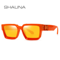 Miniatyrbild 2 av 6: SHAUNA Retro Square Solglasögon UV400 Clear golden as the picture