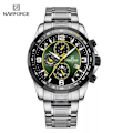 Miniatyrbild 1 av 6: NAVIFORCE Temperament Herr Lyx Mode Design Guld Herr Klockor Multifunktion Luminous Quartz Armbandsur för män Relogio Masculino SGN