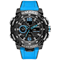 Miniatyrbild 1 av 6: SMAEL Dual Time LED Display Digital watch för män Vattentät Simning Quartz Sportklockor Auto Date Alarm Clock Armbandsur 8039 Blue