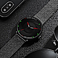 Miniatyrbild 4 av 6: Minimalistiska herrmodeklockor Ultratunt rostfritt stål Mesh -bälte Quartz Watch Herr Casual Läderklocka reloj hombre Mesh Black Red