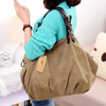 Miniatyrbild 6 av 6: Kvinnor Canvas Messenger-väskor Kvinnliga Crossbody-väskor Solid axelväska Mode Casual Designer Kvinnlig Handväska Stor kapacitet Tote Army Green