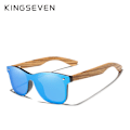 Miniatyrbild 1 av 6: KINGSEVEN 2021 Polarized Square Solglasögon Herr Dam Zebra Träram Spegel Flatlins Körning UV400 Glasögon Blue Zebra wood With Wood Case