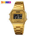 Miniatyrbild 1 av 6: SKMEI Retro LED Digitala Manklockor Casual Enkel Herrarmbandsur Rostfritt stålband Vattentät watch Herr reloj hombre 1647 Gold