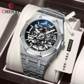 Miniatyrbild 2 av 6: CHENXI 8848 2021 nya automatiska män Toppmärke Mekanisk Tourbillon armbandsur Vattentät Business Rostfritt Sport Herrklockor silver blue(.259)