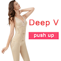 Miniatyrbild 3 av 6: Kvinnor Hellängd Shapewear Stretchbar Body Smalning Kroppsformare Lår Gå ner i vikt Mager figur Beige L
