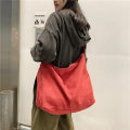 Miniatyrbild 6 av 6: Kvinnor Canvas Axelväskor Stor kapacitet Tjock bomullstyg Böcker Handväska Tote Solid Crossbody-väska Stor reseväska för damer Red