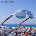 Miniatyrbild 4 av 6: KINGSEVEN 2020 Aluminum Brand Pilot Polarized Solglasögon Män Kvinnor Modebåge Man Solglasögon för att köra Oculos de sol Mirror Silver Other