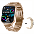 Miniatyrbild 1 av 6: Bluetooth Svara samtal Smart Watch Herr Puls Fitness Tracker Klockor IP67 Vattentät Dam Smartwatch för Android IOS add Golden steel