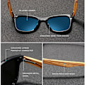 Miniatyrbild 5 av 6: KINGSEVEN 2021 Polarized Square Solglasögon Herr Dam Zebra Träram Spegel Flatlins Körning UV400 Glasögon Blue Zebra wood With Wood Case