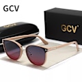 Miniatyrbild 1 av 6: GCV Polarized Lady Solglasögon Cat Eye Mode Solglasögon Lyx Kvinna Kvinnligt Märke Ultralätt Båge Turism Fest Leisu PINK PURPLE Polarized